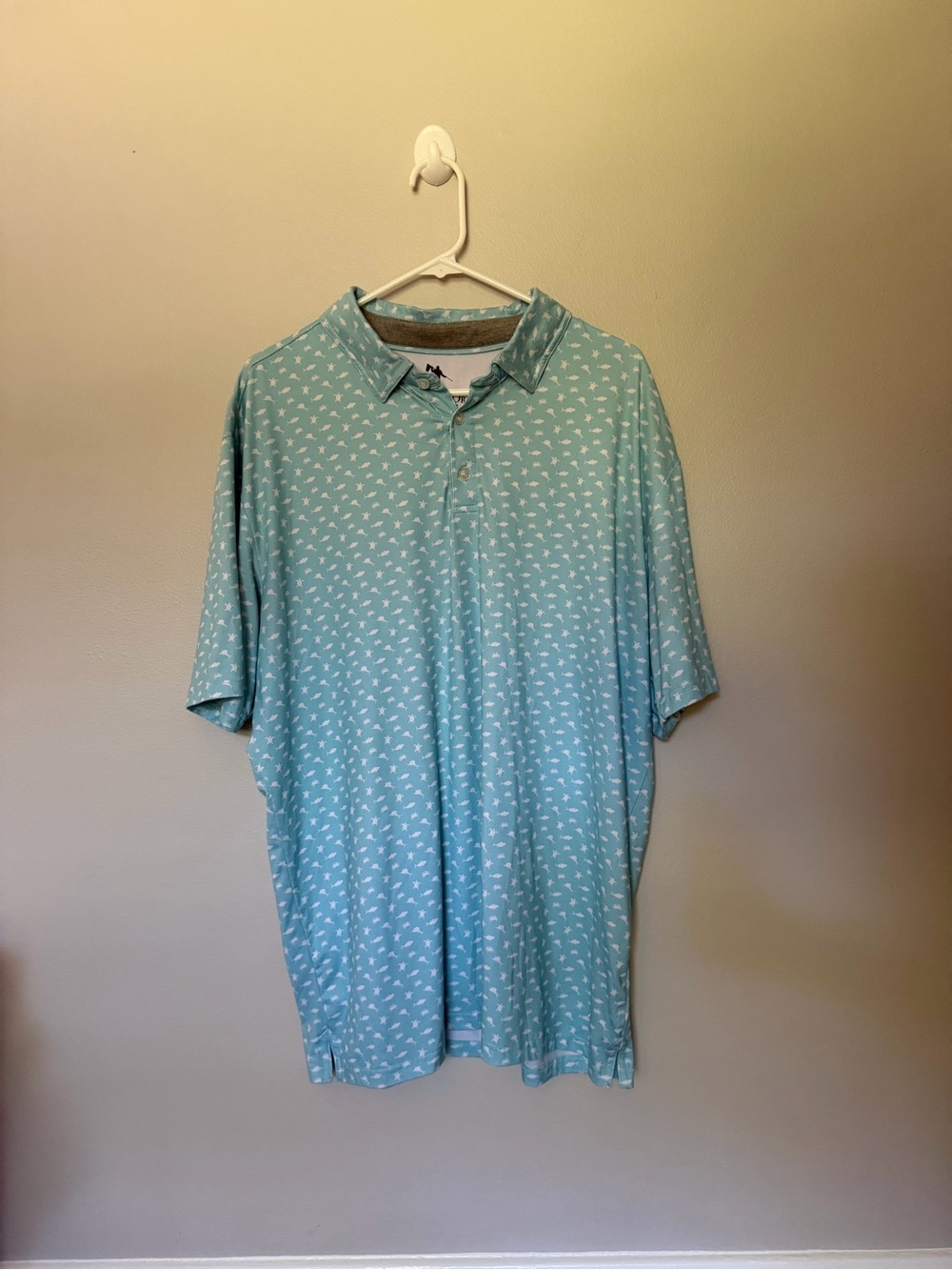 AndersonOrd Men’s XL Short Sleeve Performance Golf Polo Coastal Seafoam Blue